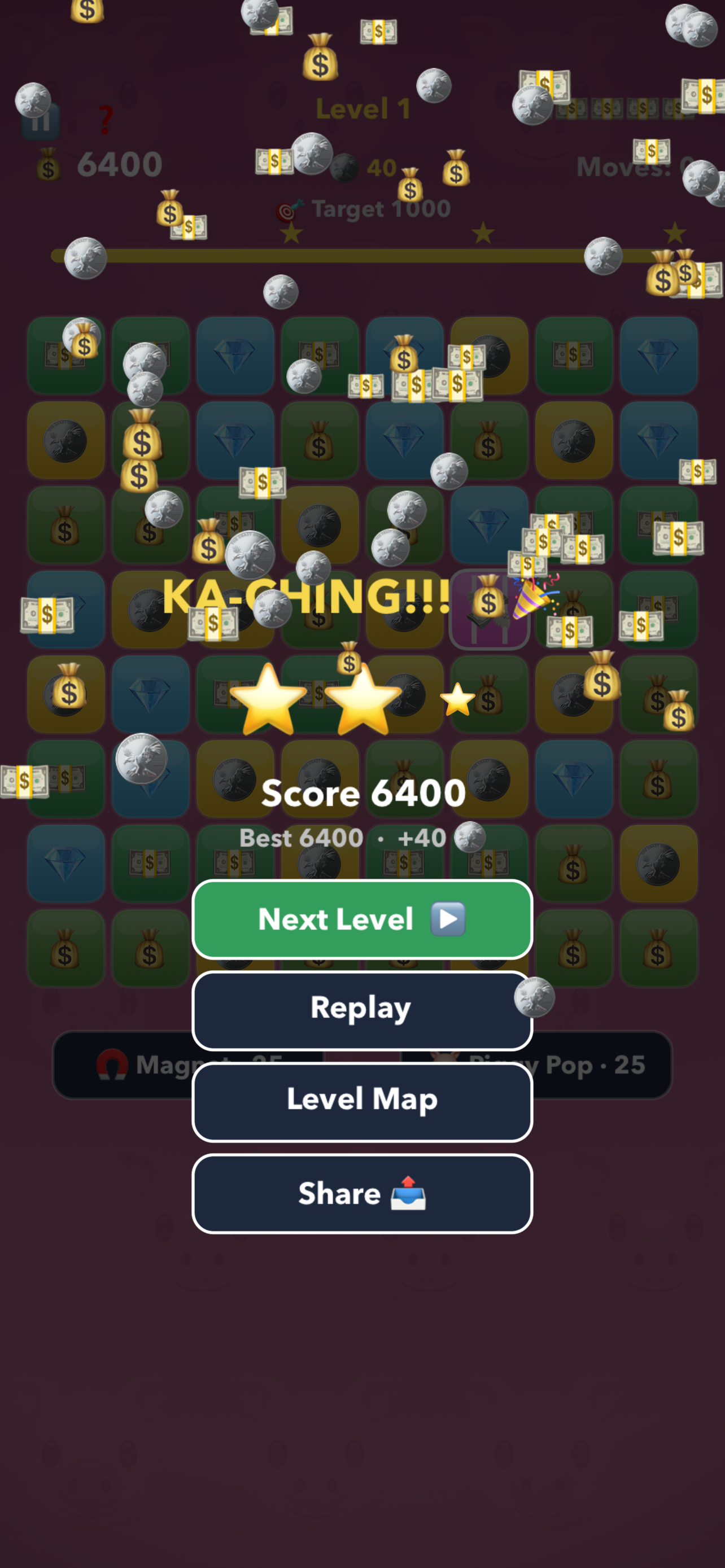 Bank Blast three-star KA-CHING win screen
