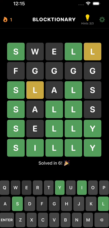 Blocktionary iOS word game screenshot
