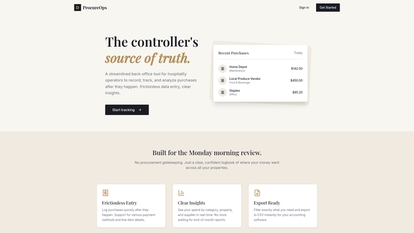 Hospitality Spend Hub screenshot